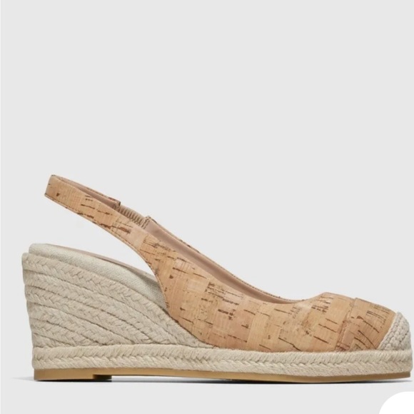 NWOT Cole Haan Cloudfeel Espadrille Wedge Slingback Cork-Natural Linen - Picture 4 of 13